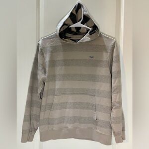 Vans Hoodie Taupe Striped Streetwear Skate Pullover w/ Kangaroo Pocket Size M